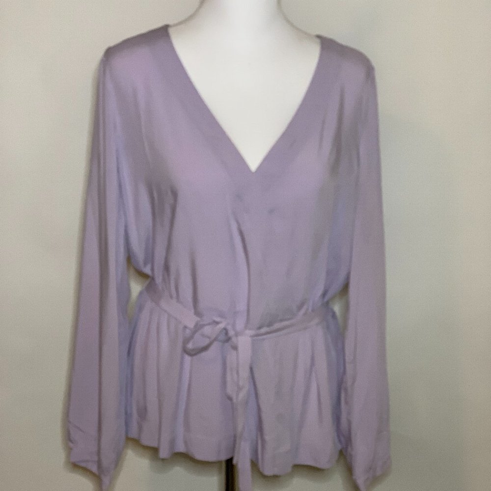 J. Crew Mercantile Lilac Belted Blouse Size 10